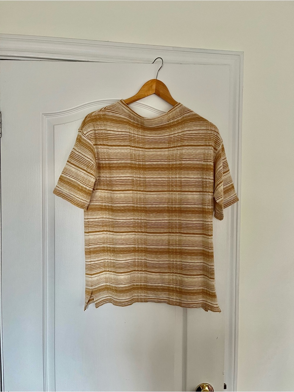 Issey Miyake Men’s Mockneck Pleated Short Sleeve Top